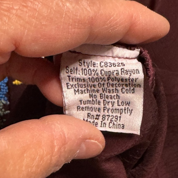 Johnny Was Rosa Tunic Embroidered Pullover Plum Merlot Boho Bohemian Size XS - Picture 6 of 8